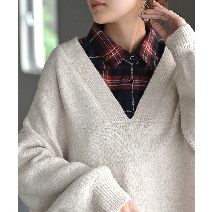 レッド(シャツ襟) | つけ襟 レイヤード シャツ | HUG.U