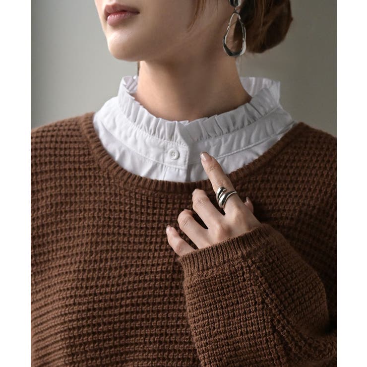 ホワイト(フリル襟) | つけ襟 レイヤード シャツ | HUG.U