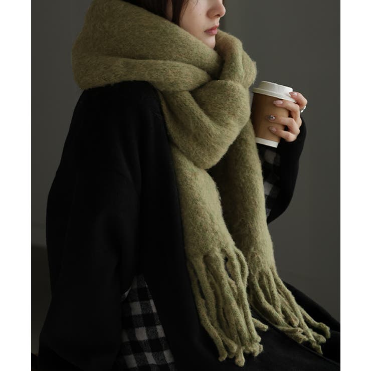 ミックスグリーン | マフラー シャギー フリンジ | HUG.U