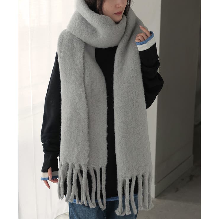 グレー | マフラー シャギー フリンジ | HUG.U