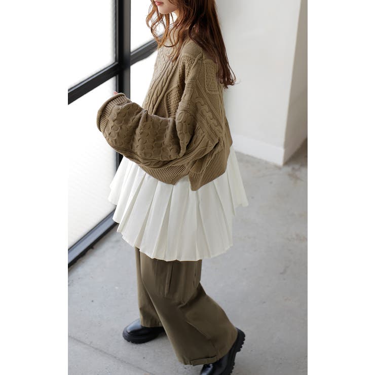 ニット プリーツ ドッキング | HUG.U | 詳細画像10 