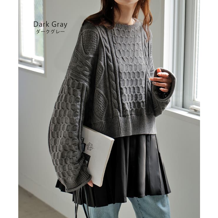 ニット プリーツ ドッキング | HUG.U | 詳細画像15 