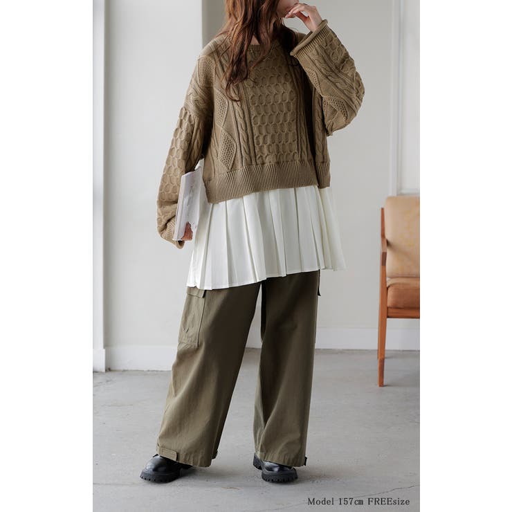 ニット プリーツ ドッキング | HUG.U | 詳細画像19 