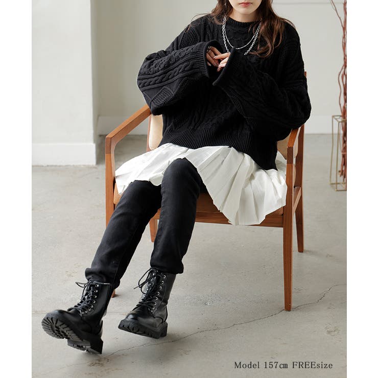 ニット プリーツ ドッキング | HUG.U | 詳細画像4 