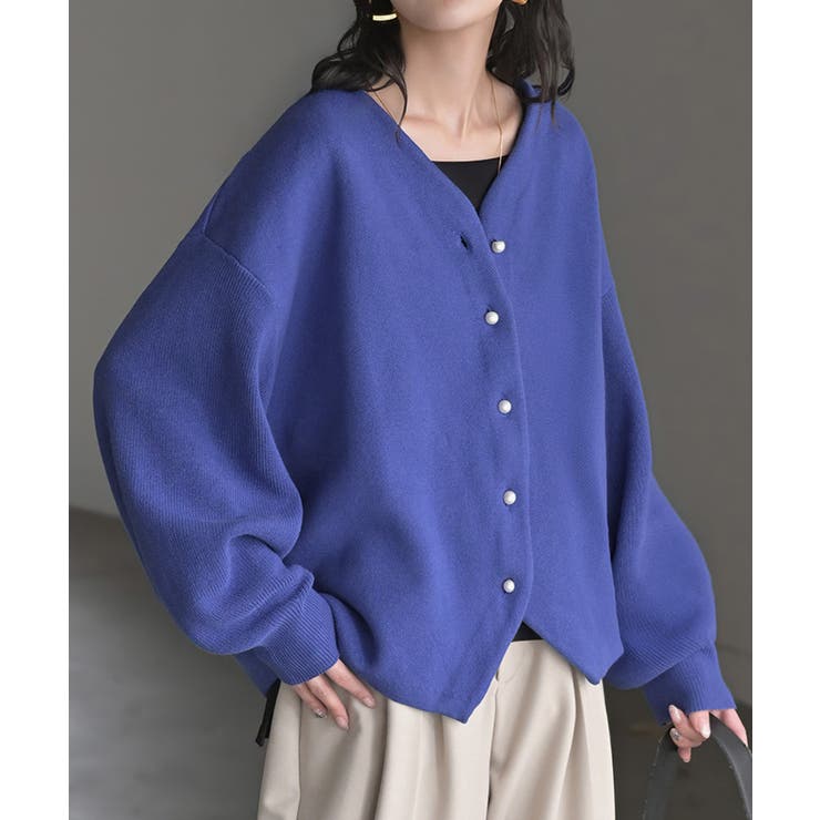 ブルー | カーディガン ニット ジャスト丈 | HUG.U