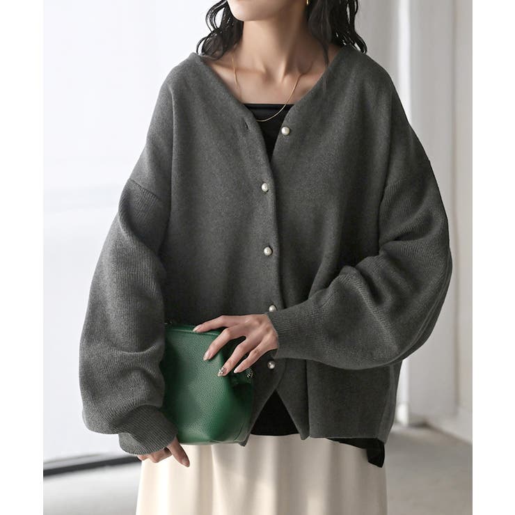 メランジグレー | カーディガン ニット ジャスト丈 | HUG.U