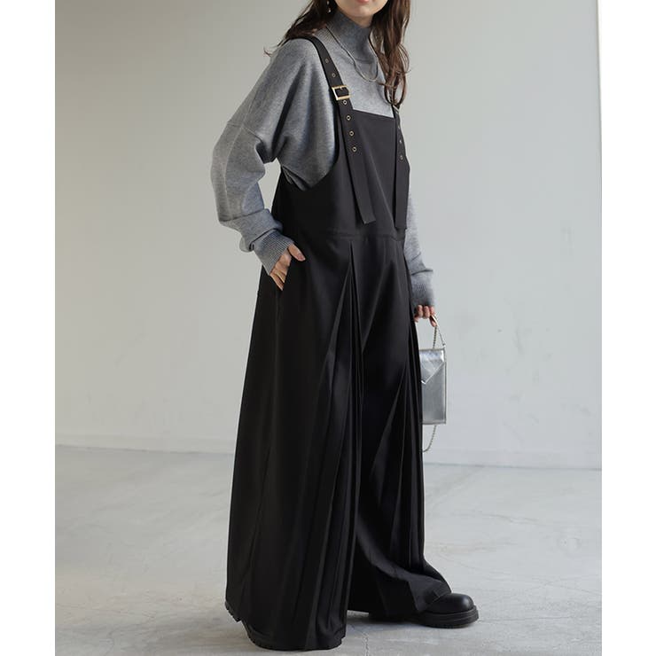 ブラック | サロペット プリーツ ワイド | HUG.U