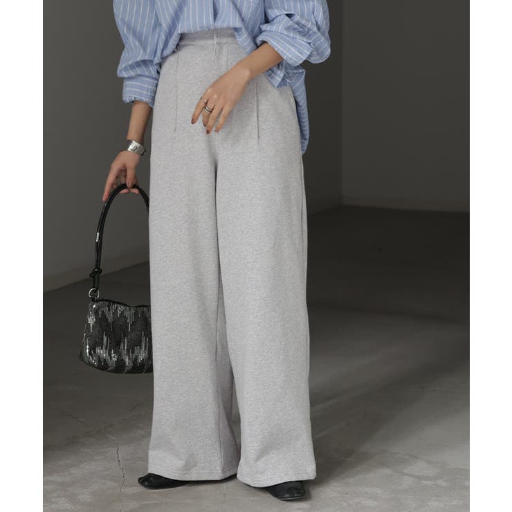 メランジグレー | パンツ ロング ワイド | HUG.U