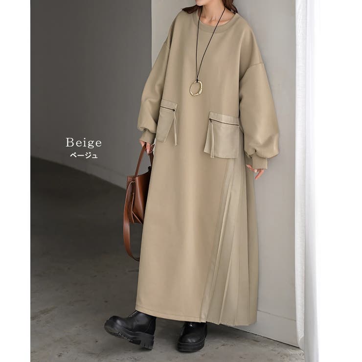 ワンピース プリーツ 異素材 | HUG.U | 詳細画像11 