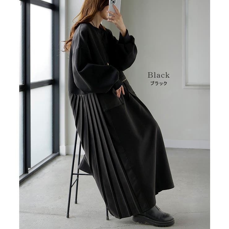 ワンピース プリーツ 異素材 | HUG.U | 詳細画像12 