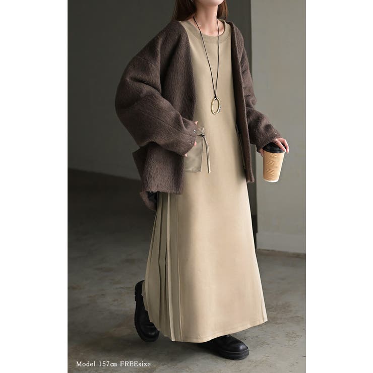 ワンピース プリーツ 異素材 | HUG.U | 詳細画像16 