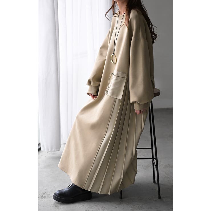 ワンピース プリーツ 異素材 | HUG.U | 詳細画像19 