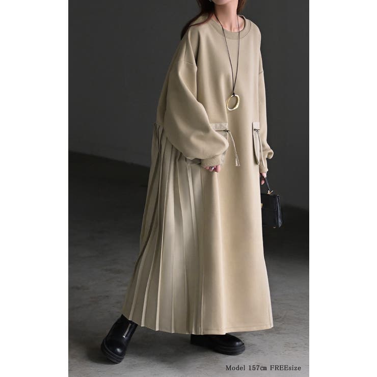 ワンピース プリーツ 異素材 | HUG.U | 詳細画像21 