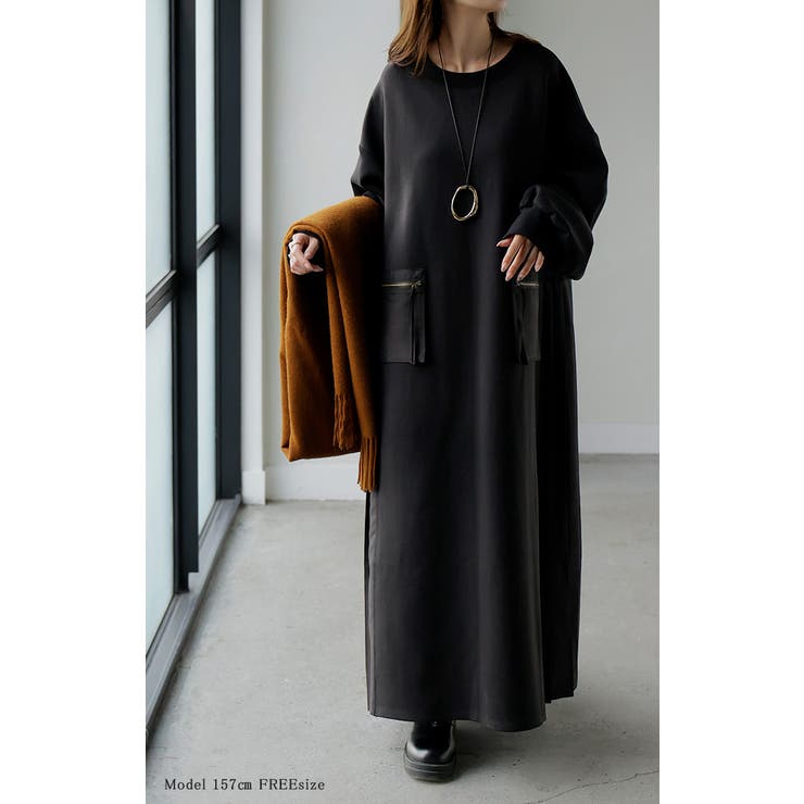 ワンピース プリーツ 異素材 | HUG.U | 詳細画像9 