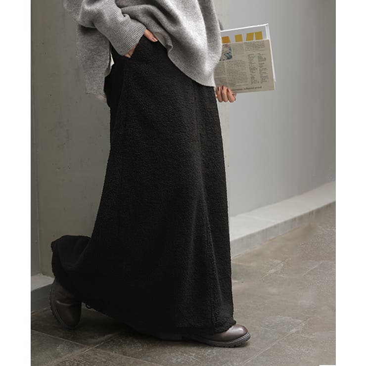 ブラック | スカート ボア ロング | HUG.U