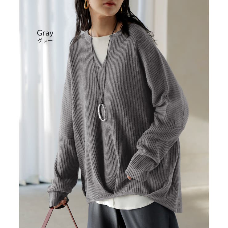 ニット キーネック 綿100[品番：HHHW0005355]｜HUG.U（ハグユー）の