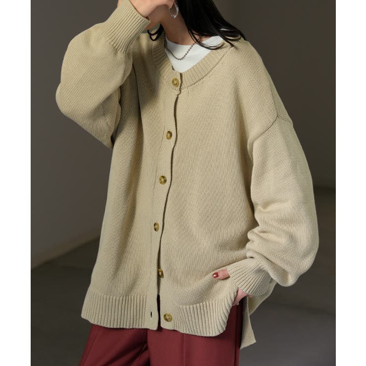 ベージュ | ニット カーディガン 綿100 | HUG.U