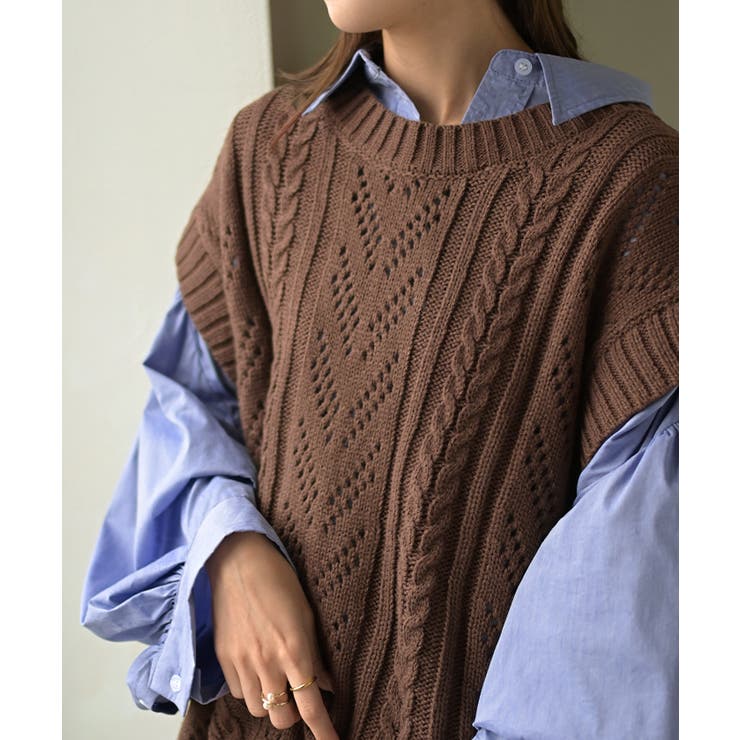 ニット ベスト ケーブル編み | HUG.U | 詳細画像12 