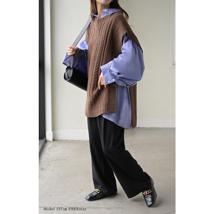 ニット ベスト ケーブル編み | HUG.U | 詳細画像4 