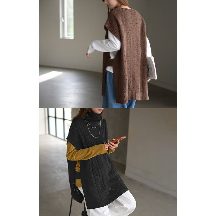 ニット ベスト ケーブル編み | HUG.U | 詳細画像7 