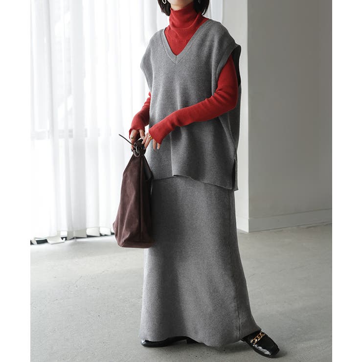 メランジグレー | セットアップ ニットベスト スカート | HUG.U