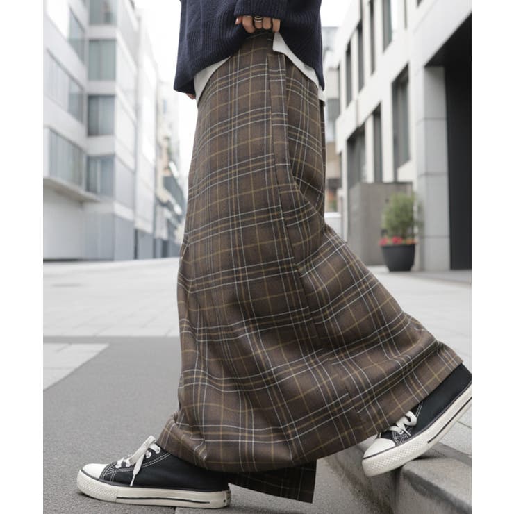 ブラウン | スカート ロング チェック | HUG.U