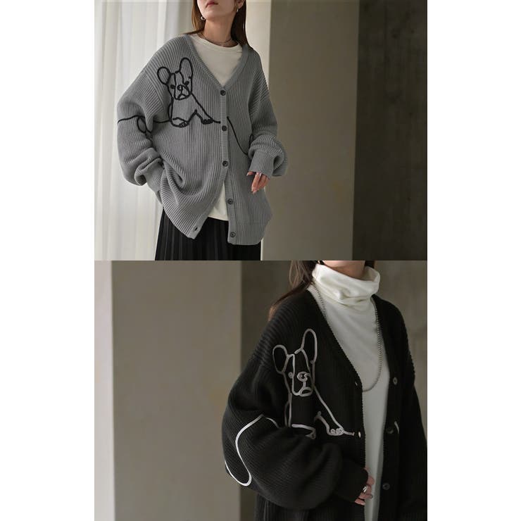 カーディガン 刺繍 犬 | HUG.U | 詳細画像17 
