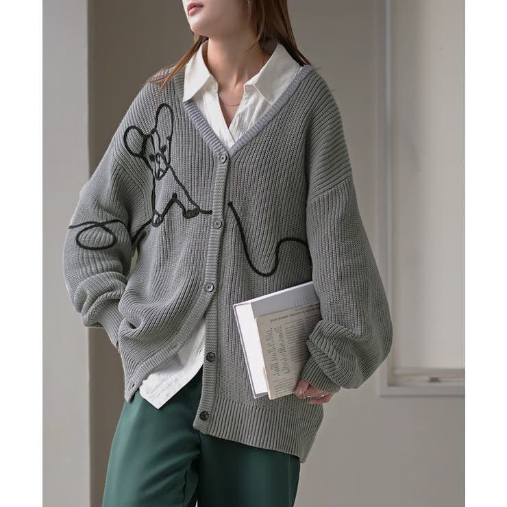 カーディガン 刺繍 犬 | HUG.U | 詳細画像5 