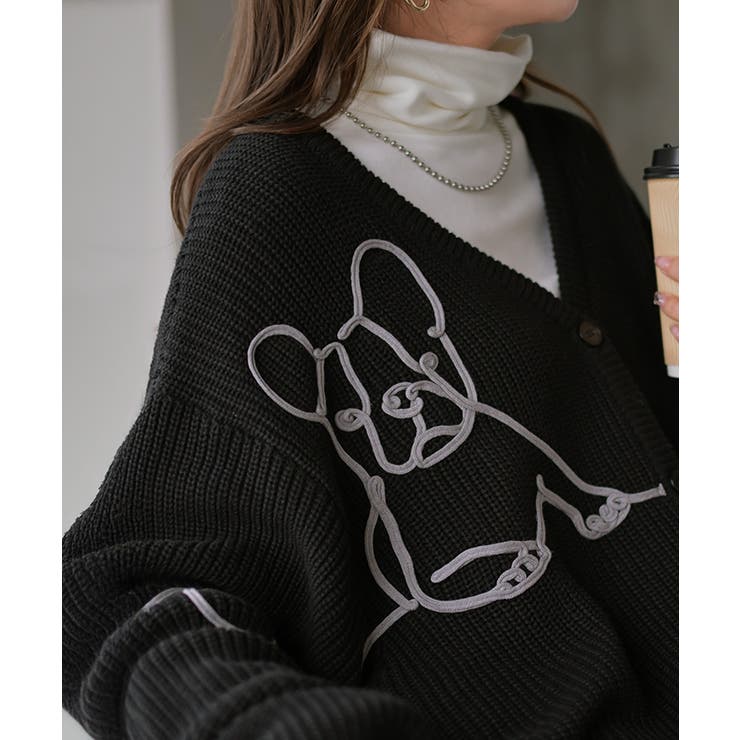 カーディガン 刺繍 犬 | HUG.U | 詳細画像8 