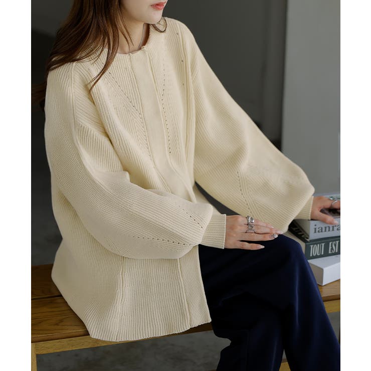 ホワイト | ニット カーディガン スポンジニット | HUG.U