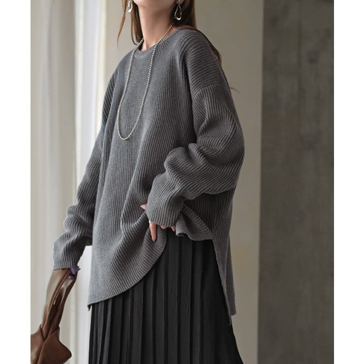 グレー×ブラック | ニット ワンピース 2点セット | HUG.U