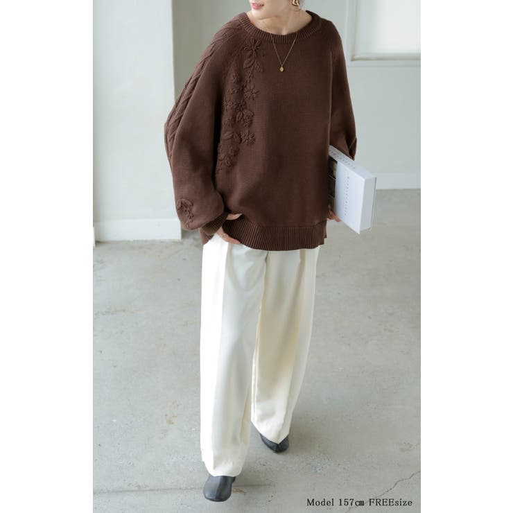 ニット 刺繍 綿100 | HUG.U | 詳細画像8 