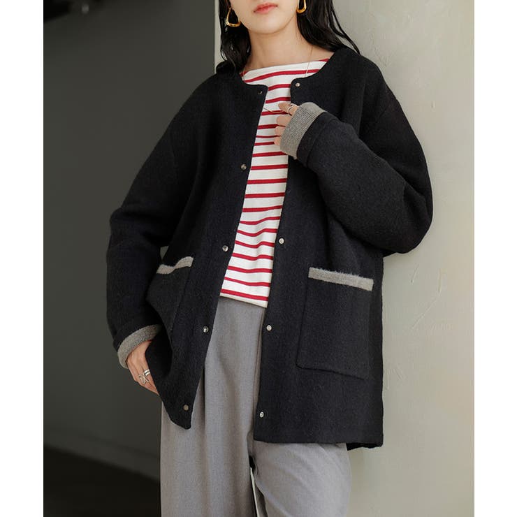 ニット カーディガン 配色 | HUG.U | 詳細画像3 