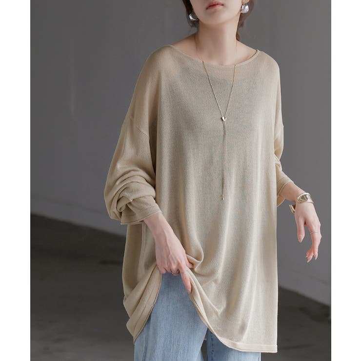 ベージュ | ニット シアーニット ラメ | HUG.U