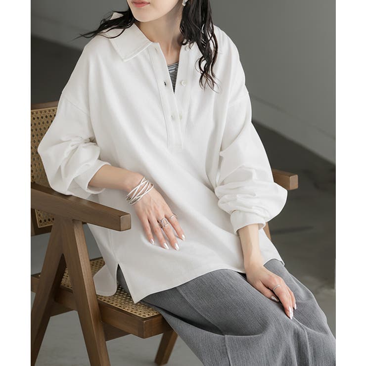 ホワイト | ラガーシャツ レディース 綿100％ | HUG.U