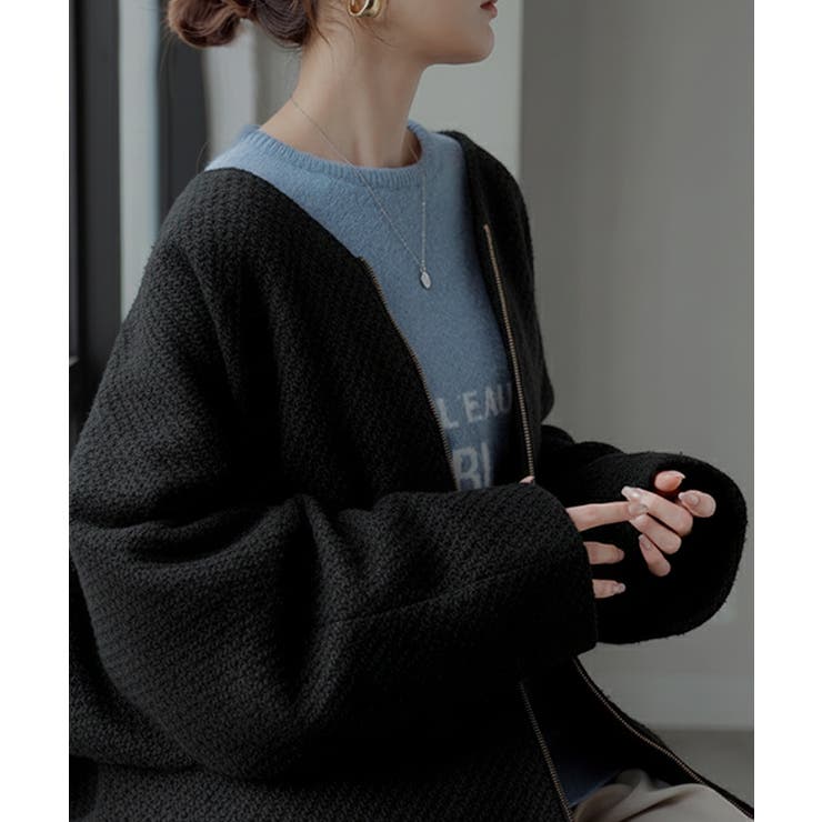 ブラック | コート ツイード ドルマン | HUG.U