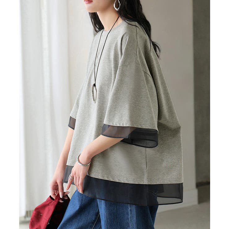 グレー | Tシャツ レイヤード風 レディース | HUG.U