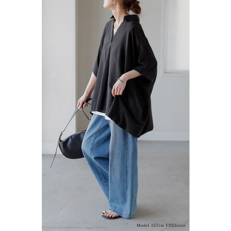 シャツ スキッパーシャツ ブラウス | HUG.U | 詳細画像6 