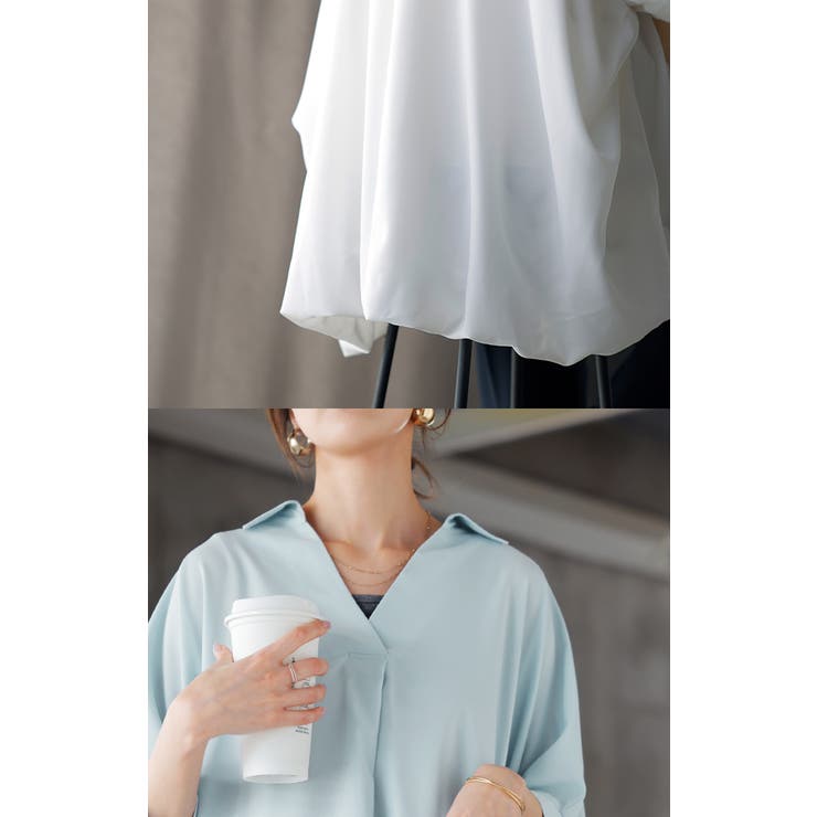 シャツ スキッパーシャツ ブラウス | HUG.U | 詳細画像7 