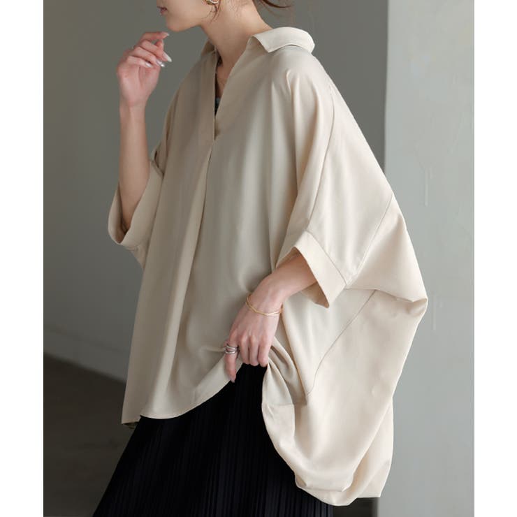 ペールベージュ | シャツ スキッパーシャツ ブラウス | HUG.U