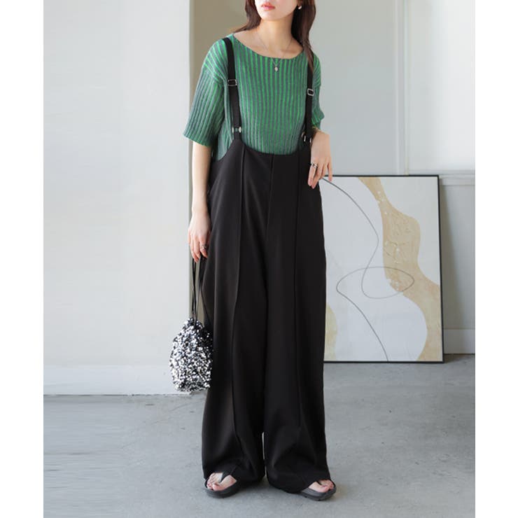 ブラック | サロペット パンツ ワイドパンツ | HUG.U