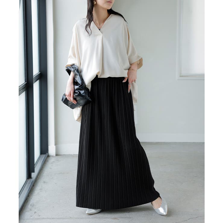 ブラック | スカート ロング プリーツ | HUG.U