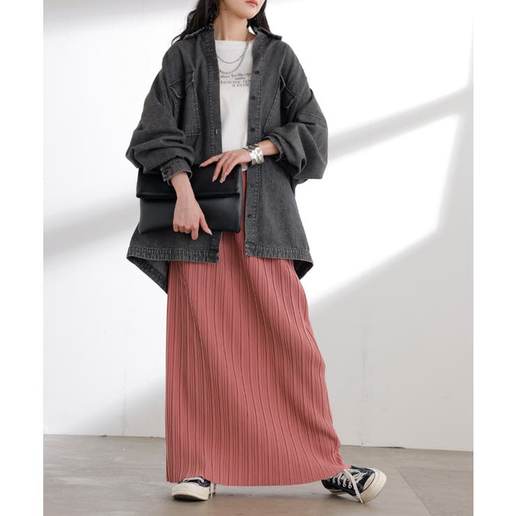 ダスティピンク | スカート ロング プリーツ | HUG.U