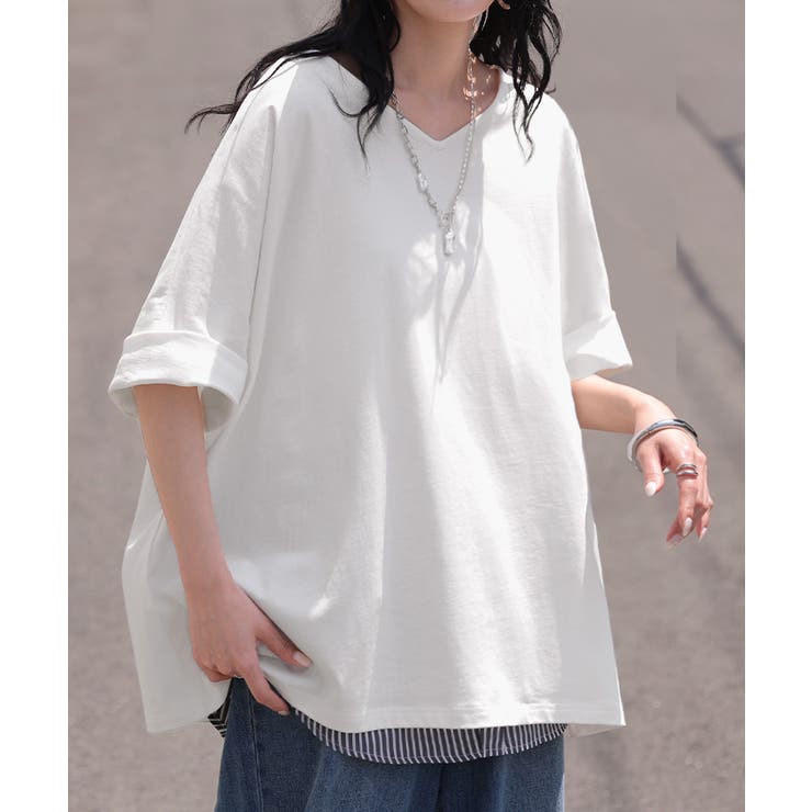 ホワイト | Tシャツ 汗ジミ軽減 綿100 | HUG.U