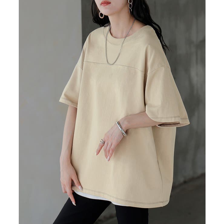 ベージュ | Tシャツ フットボール オーバーサイズ | HUG.U