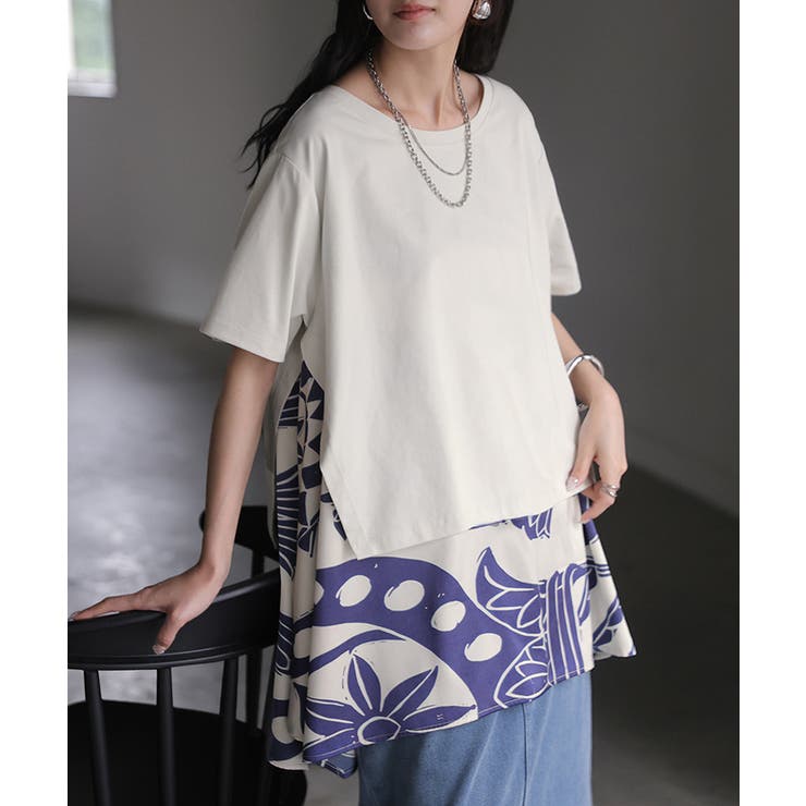 Tシャツ 重ね着風 異素材MIX | HUG.U | 詳細画像5 