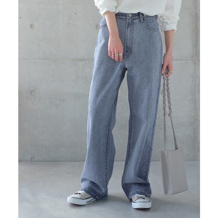 デニム レディース デニムパンツ パンツ ストレッチ ゴム ワイドパンツ 大き | HUG.U | 詳細画像4 