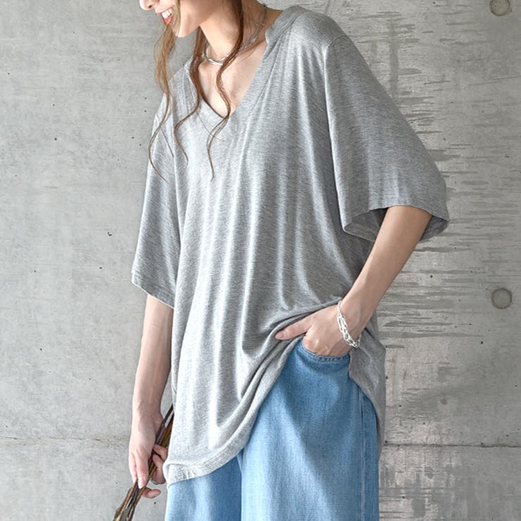 Tシャツ レディース 半袖 Vネック 冷感 オーバーサイズ トップス 白T レ | HUG.U | 詳細画像23 