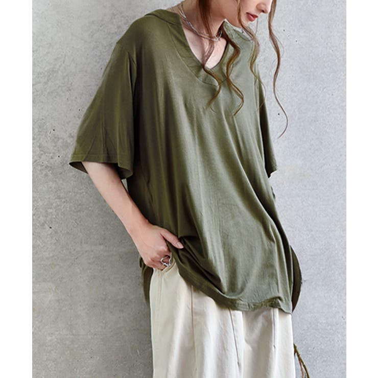 Tシャツ レディース 半袖 Vネック 冷感 オーバーサイズ トップス
