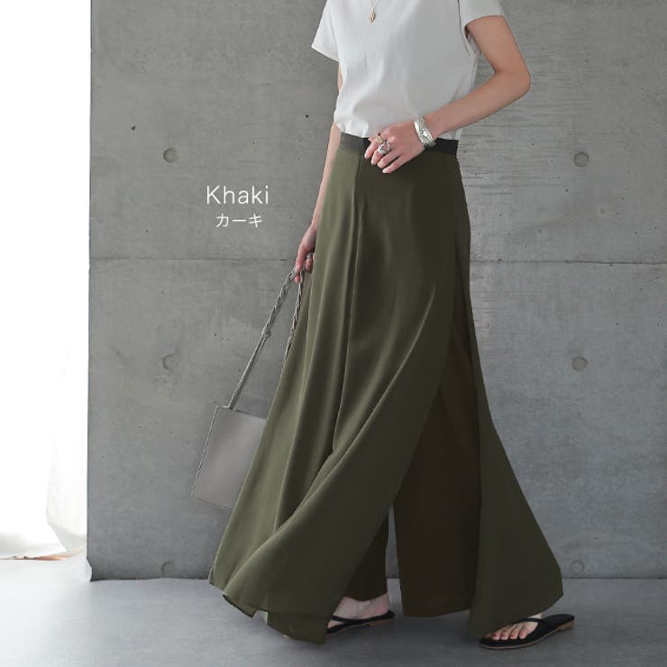 ワイドパンツ レディース 大きいサイズ ガウチョパンツ ワイドパンツルック | HUG.U | 詳細画像14 